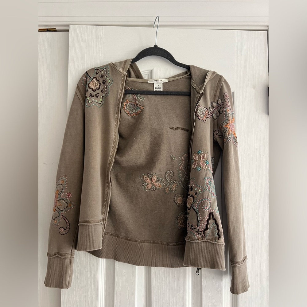 Vintage Boho zip up sweatshirt